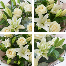 Beautifully Simple White Rose and Lily Bouquet